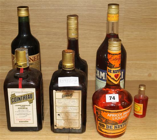Six bottles of Liqueurs (including two of Cointreau) and a miniature